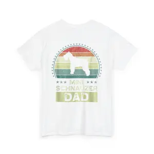 Mini Schnauzer Dad T-Shirt Retro Dog Lover Tee Funny Pet Parent Gift for Schnauzer Owners Breathable Distressed Vintage Inspired Silhouette Design