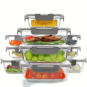 20-piece pack (10 containers + 10 lids) high borosilicate glass bento box set, sealed reusable glass food storage containers for office lunches, snack fruits and leftovers, Christmas Halloween gifts