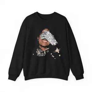 Michael Jackson RHINESTONE Sweatshirt, MJ King Of Pop Music Sweater, Sparkling Glove Portrait Art, Unisex Shirt, Gift Graphic Shirt, Menswear Womenswear Crewneck Comfortable