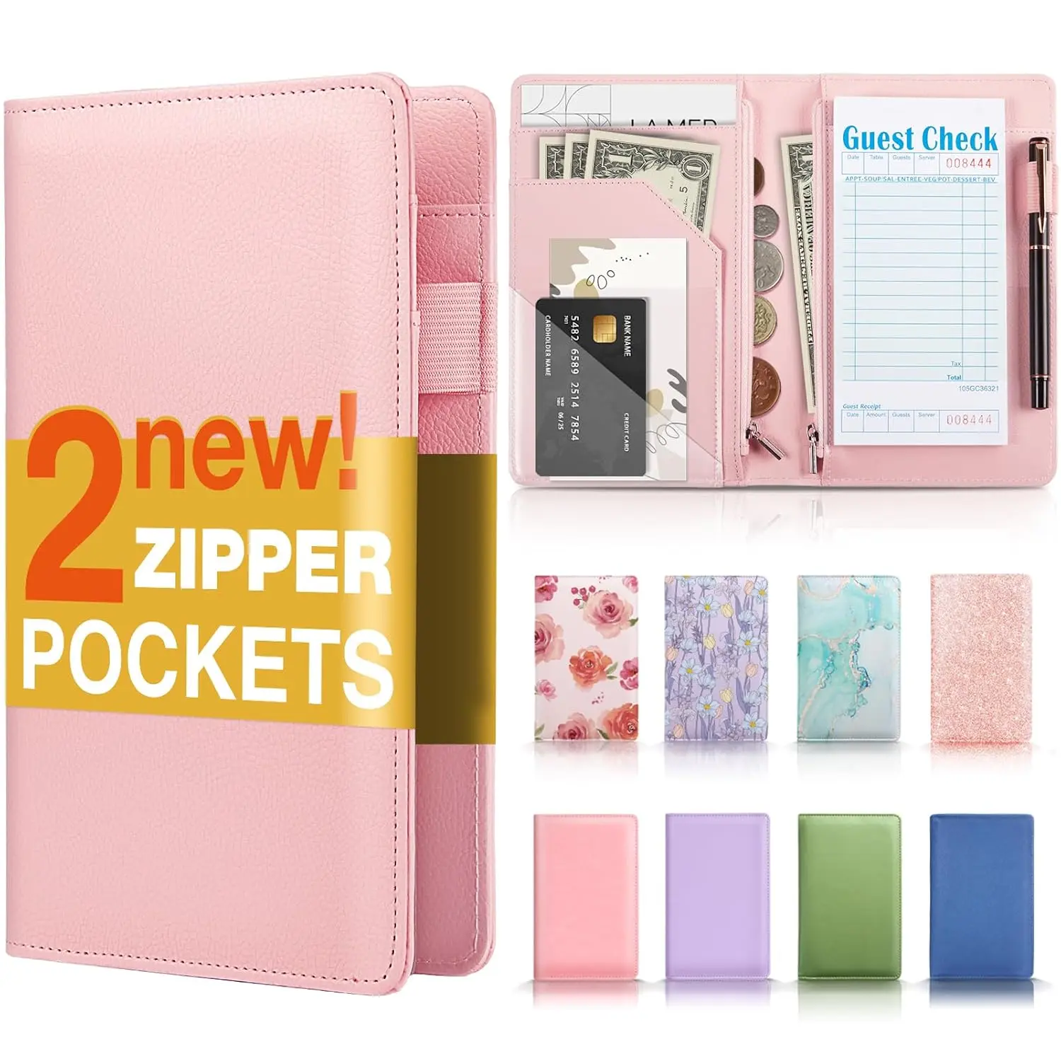 Server Book, Server Book Cute, Waitress Book, Fits Waitress Server Apron, Receipt Holder, Restaurant Check Perfectly,Waitress Server Accessories, Cute Server Book for Women, Pink