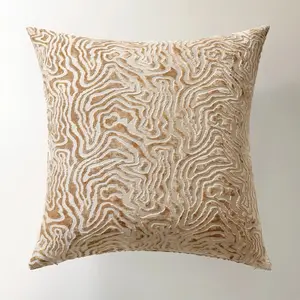 Z Gallerie Echo Cut Velvet Decoration Pillow, 24in - Ginger Root/Smoked Pearl, Artistic Swirled Design Cushion for Bed