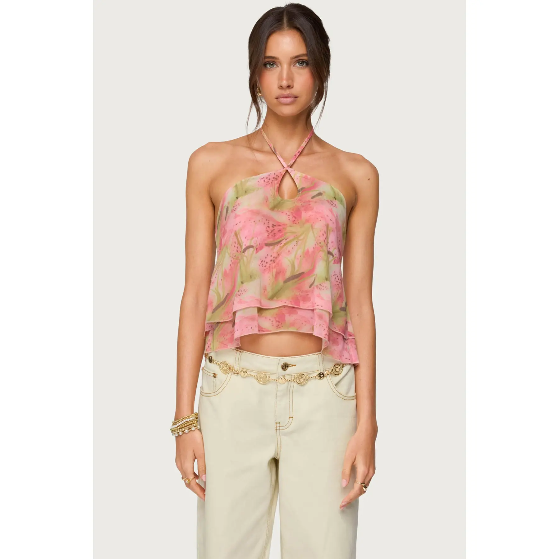 Dragon Lily Layered Chiffon Halter top Dragon Lily Layered Chiffon Halter top