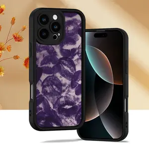 Purple Lip Wrinkle Print Phone Case Compatible with IPHONE 17 Pro Max Plus Air/16 15 14 13 12 11 XS X  Plus Pro Max Mini Protector Screen Protector Durable Protection