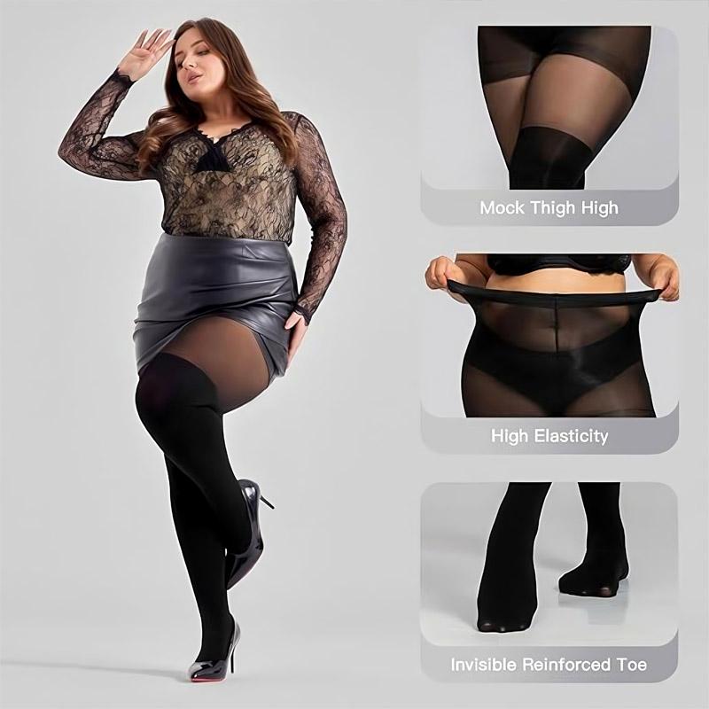 2 Pairs Plus Size Pantyhose for Women 20 Denier Sheer Stocking
