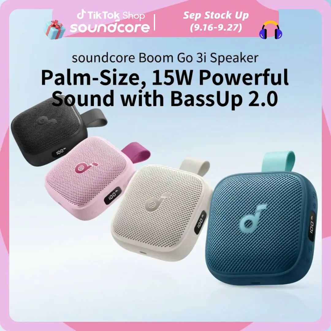 Soundcore Boom Go 3i Portable Bluetooth Speaker by Anker, 15W Punchy Sound, 24H Playtime, IP68, BassUp 2.0, Emergency Charging, Bluetooth 6.0, Waterproof Speaker for Hiking/Cycling/Camping #tiktokshopsummersale, Silicone