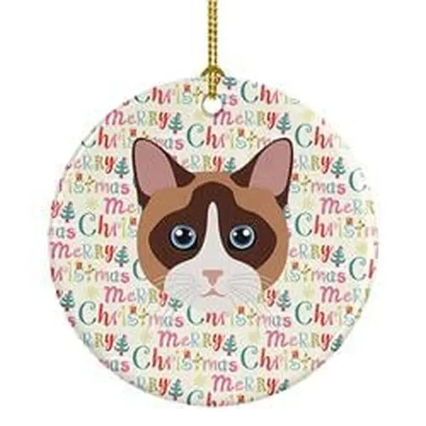 2.8 x 2.8 in. Unisex Snowshoe Cat Christmas Ceramic Ornament