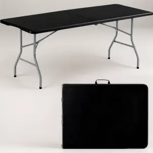 LING RONG Folding Table 6FT Portable Heavy Duty Plastic Table with Carrying Handle Fold-in-Half Utility Foldable Tables for Parties Wedding Events Dining Indoor Outdoor Picnic