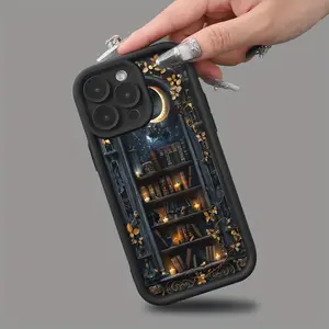 Fashion Minimalist Moon Bookshelf Design Shockproof Ultra-Thin Case, Anti-Drop Phone Cover for iPhone 17/16/15/14/13/12/11/plus/pro Max