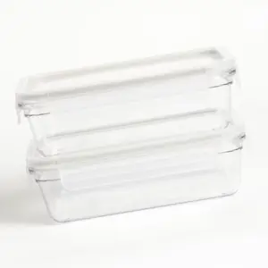 4pc (set of 2) 5.5 Cup Tritan Plastic Rectangle Food Storage Container Set Clear: Stackable Design