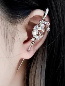 Star & Moon Design Earrings, Fashionable Rhinestone Decor Earrings for Women & Girls, Trendy All-match & Exquisite Jewelry for Birthday Gift, Fashionable Jewelry Accessories, Statement Earrings
