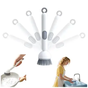 Adjustable Cleaning Brush with Liquid Dispenser, Dish Brushes with Soap Dispenser, Kitchen Dish Scrubber Brushes with Handle, Dishwashing Cleaning Scrubbers for Dishes/Pans/Pots