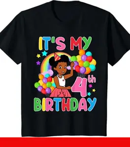 Gracie's Corner Kids It's My 4th Birthday Four Years Old T-Shirt - All Seasons Cotton Material - Crewneck, Top