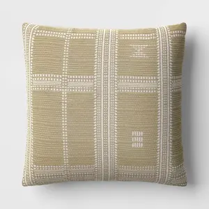 18"x18" Textural Woven Plaid Square Outdoor Throw Pillows Sage Green - Threshold ™