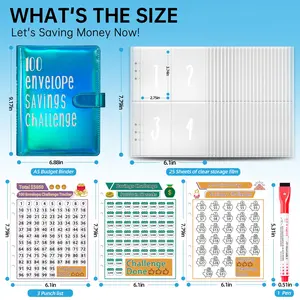 [Limited-time] 100 Envelope Savings Challenge Binder Budget Planner Book with Cash Envelopes & Challenge Tracker for Easy Savings Tracking and Income Monitoring christmas hauls
