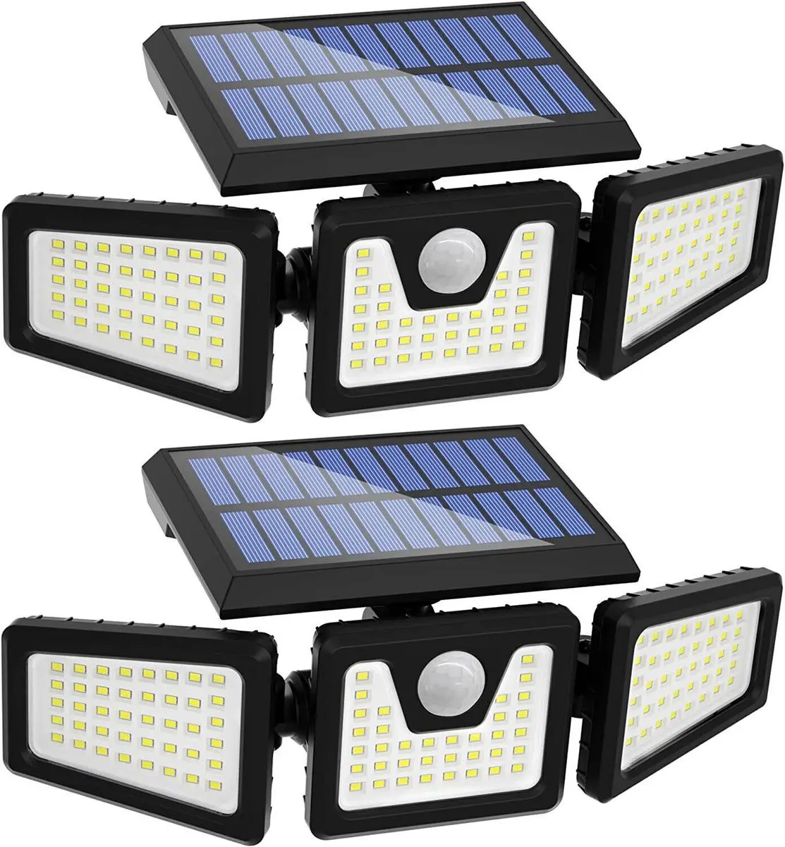 2-Pack Eco-Friendly Solar Outdoor LED Lights - Cordless, IP65 Waterproof, Polycarbonate Wall Lights with Automatic Sensor, 3 Adjustable Heads, 180° Wide Angle, for Patio, Garage, Led Lights, Solar Outdoor Lights