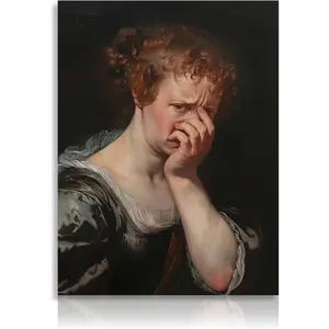Funny bathroom canvas wall art classical oil painting woman covering nose picture humorous retro bathroom toilet poster