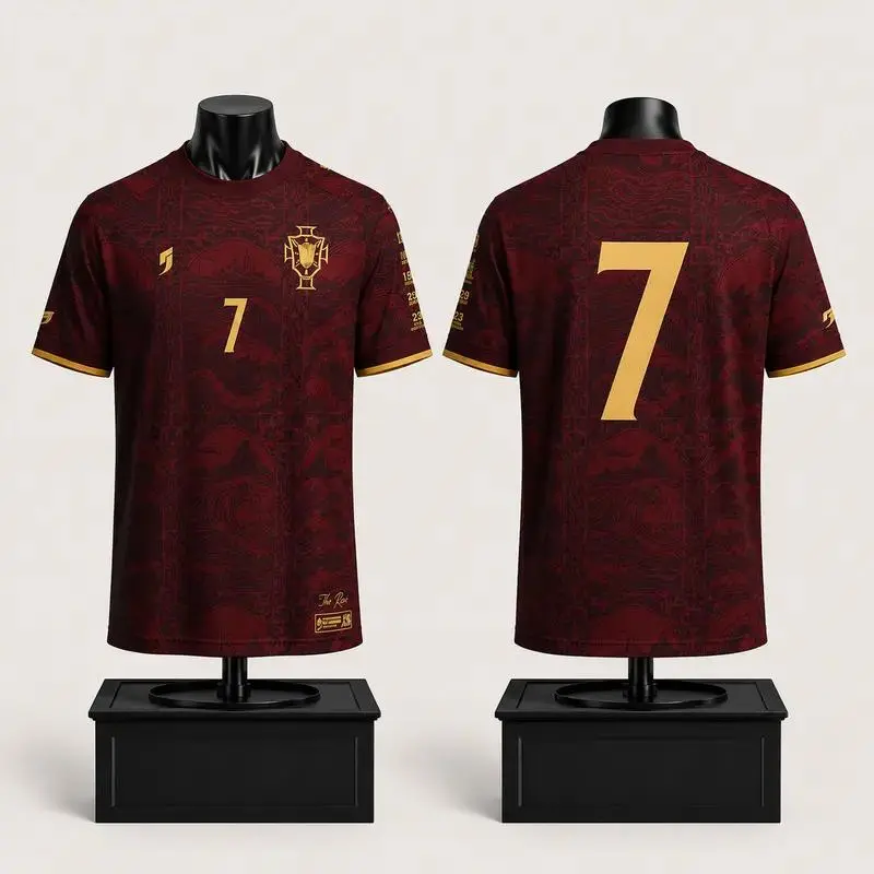 [Sale] - Portugal Red Number 7 Soccer Jersey Shirt, Legend Style Fan Graphic Sports Tee