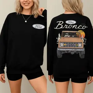 Ford Bronco Relaxed Graphic Sweatshirt, Ford Bronco Girl Sweatshirt, Sweater with Classic Width Rib Collar & Taped Neck for Comfort and Durability