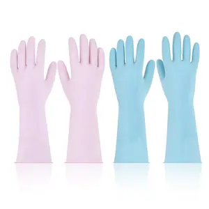 VEVOR Reusable Dishwashing Gloves, 2 Pairs Colorful Reusable Household Kitchen Cleaning Gloves for Washing Dishes and Cleaning Tasks, Flexible Long-lasting and Non-Slip, Medium, Pink+ Purple