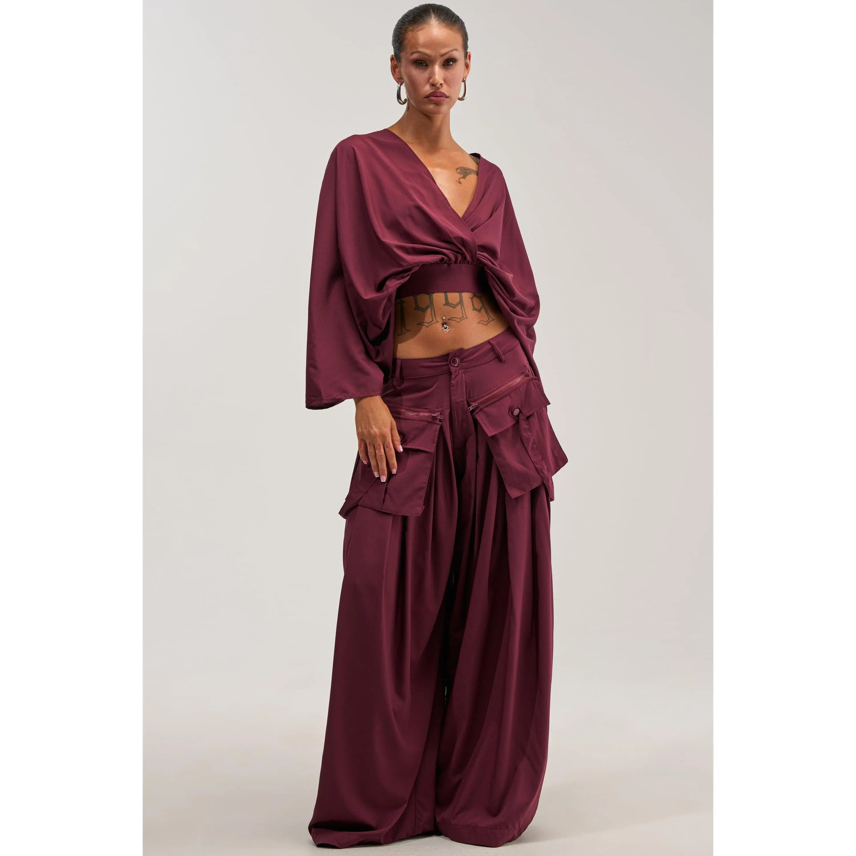 TALK ABOUT ME TROUSER IN DEEP BURGUNDY
