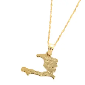 Haiti Map Necklace Pendants for Women Necklace Gold Plated Jewelry Gifts Map of Haiti country  necklace map  necklace country flag necklaces