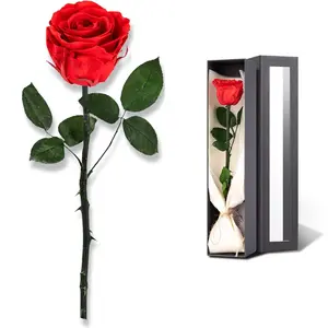 Flowers for Delivery Prime, Preserved Roses Flower Gifts for Women, Real Roses Single Rose Gifts for Her, Mom Birthday Gifts from Daughter, Valentines Flowers Red Roses