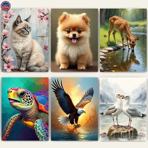 Paint by Numbers Kit for Adults Beginners DIY Paint By Numbers Kit Framed & Unframed Easy Painting for All Ages Gift Box with BrushesOil Painting Kit, DIY Canvas Painting  No Frame Birthday  Mother's Day Christmas  Halloween Gift Ideas Simple drawing pet