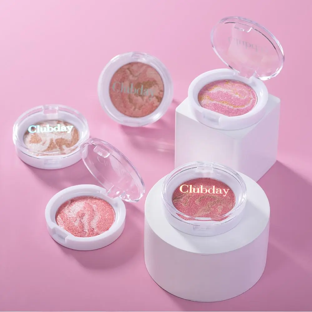 Long Lasting Gloss Cream Blush, Lightweight Blendable Highlighter Blush Palette, Illuminating Marble Pattern Blush for Radiant Skin, Makeup, Beauty Cosmetics, Glow