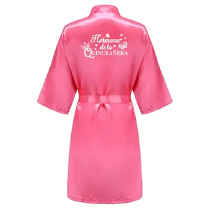 Mis15 Años Robe 15 Years Girl Birthday Party Robes Quinceanera Robe Mis XV Bathrobe Silkly Nightgown