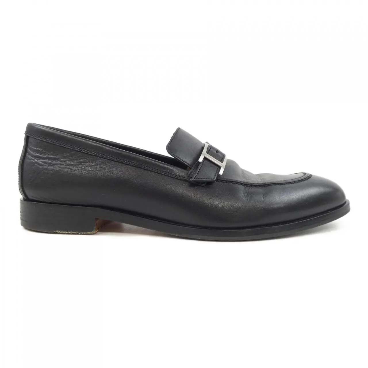 Pre-owned HERMÈS Calfskin Small Leather Goods Hermes Monterey Double H Buckle Calf Leather Shoes