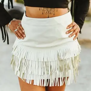 Ivory Fringe Skirt - Trendy White Mini Skirt with Layered Fringe Detail for Stylish Outfits