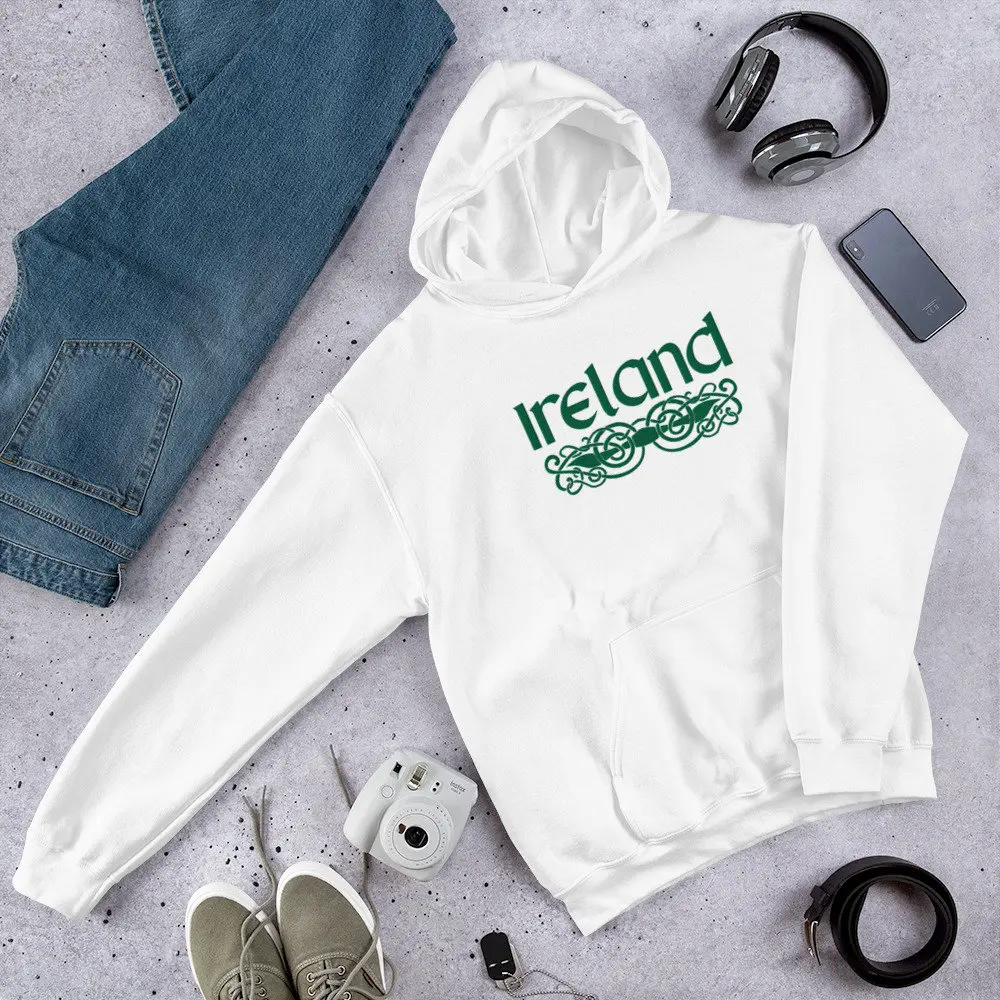 Celtic Knot Embroider Hoodie, Ireland Embroidered Pullover, St Patrick's Day Celtic Knot Hoodie, St Patty's Gift for Her, Irish Gift for Him
