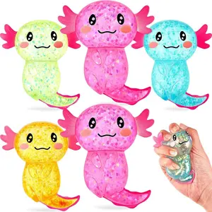 6 Pcs Axolotl Stress Toy Squeeze Axolotl Party Favors Malt Sugar Filled Stretchy Fidget Stress Ball Sensory Toys for Adults Soothing Christmas Birthday Party Gift (Standing Posture)