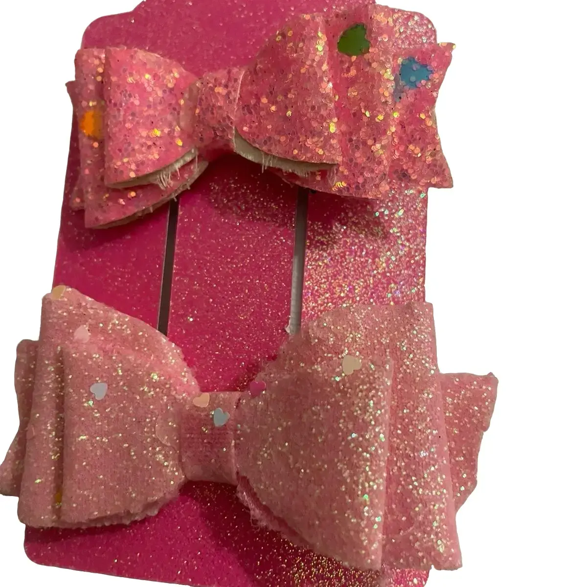 Pink Glitter Hair Bows - Lightweight Hair Accessory for Everyday Wear