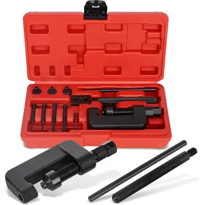 Chain Breaker Tool Kit with Storage Case - 13 Piece Rivet and Roller Chain Link Removal Tool for 35 to 630 Motorcycle, Bike, ATV Chains