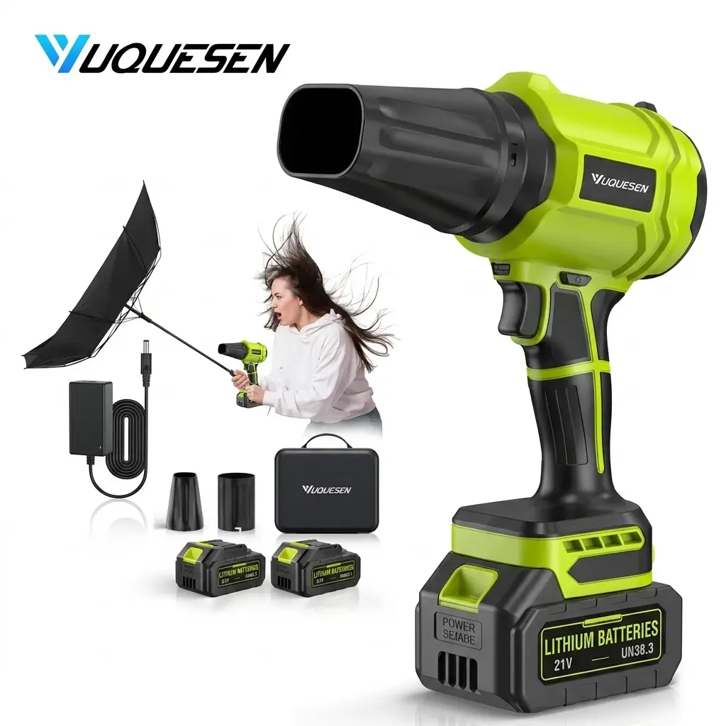 YUQUESEN Cordless Leaf Blower, Handheld Leaf Blower with 2 X 4.0Ah Batteries & Charger, Lightweight Leaf Blowers for Patio Cleaning, Lawn Care, Leaves, Dust - Light Green,#SummerVibes