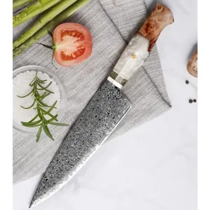 Shinobi VG10 Chef Knife with Exotic Olive Wood & Mother of Pearl Handle