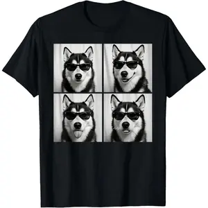 Funny Siberian Husky Lover Cute Huskies Dog Photo Booth T-Shirt