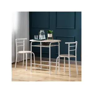 New 2024  ITopRoad Oak PVC Baking Lacquer Couples Bending Back Breakfast One Table and Two Chairs