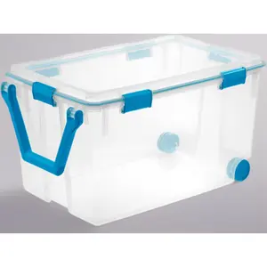 Hinged Lid Stackable Clear Plastic Storage Box Portable Organizer for Art Craft Supplies Small Tools Jewelry Office Accessories