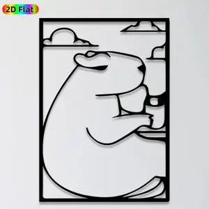 1pc Cute Bear Metal Wall Art, Adorable Bear Statue Mural, Ideal Gift for New Year, Easter, Animal Decor Enthusiasts, Rust-Resistant Metal Wall Decor Wall Sculptures, Perfect for Bedroom Wall & Garden Fence, Charming Home Accent for Wildlife Enthusiasts