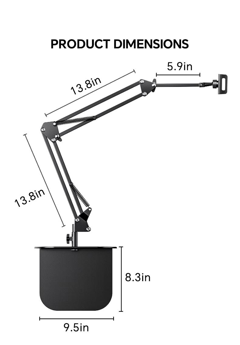 Metal Cantilever Stand For Phone & TabletMulti-angle Adjustable For Bedside Streaming, Office Work, Or Online Classes. Instantly Folds Flat To Save Space. Compatible With IPad, IPhone, Modern Design With Durable Construction For Reliable Support.