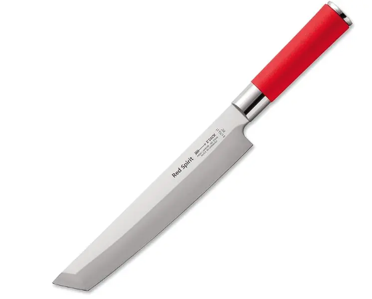 Red Spirit Tanto Chef Knife 8.5" by F.Dick - Made in Germany, High Carbon Steel, Japanese Inspired, Great BBQ knife.