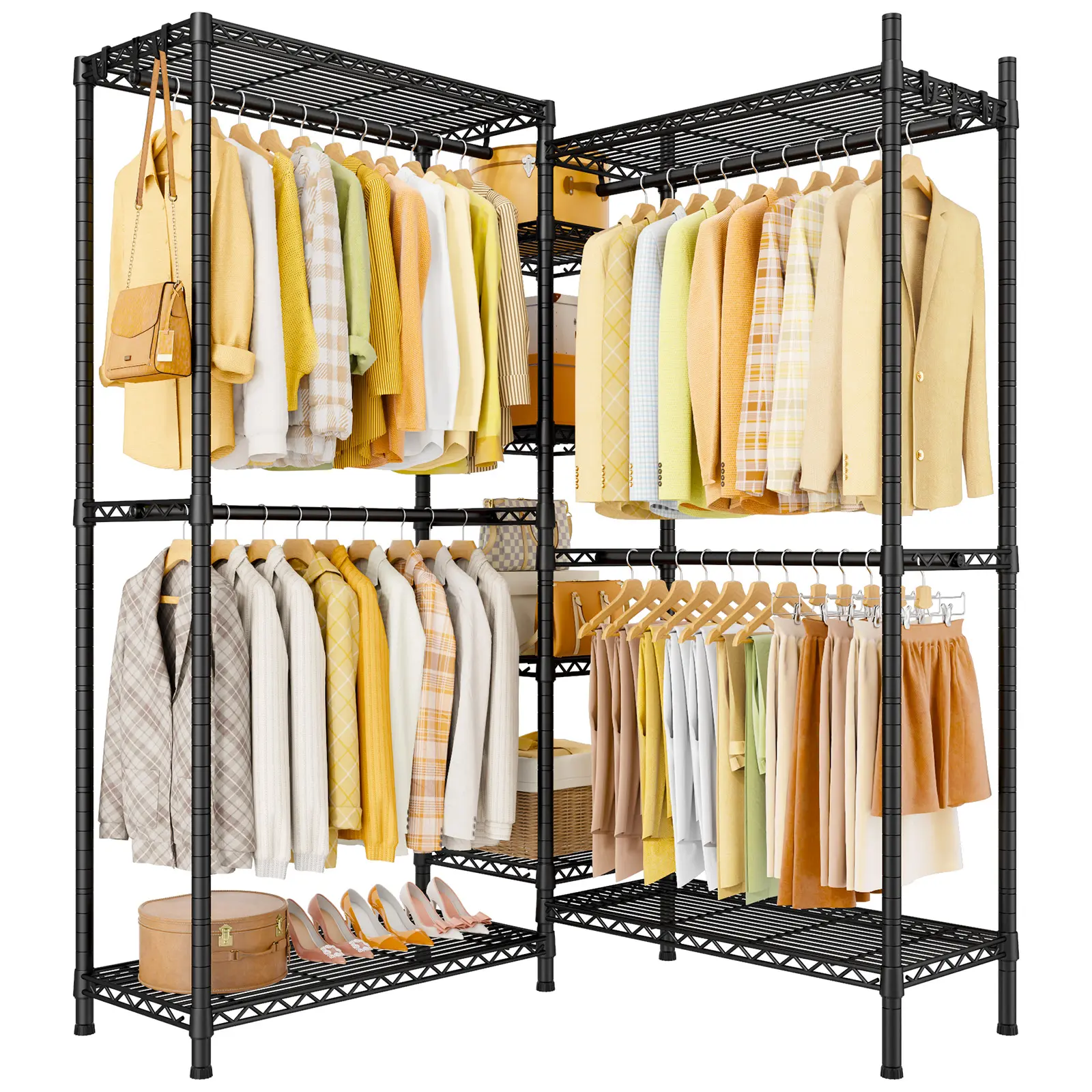 Ulif E4L L-shaped Clothes Rack for Corner, Heavy Duty Freestanding ...