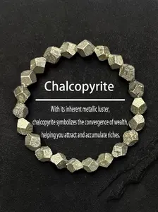 Pyrite and Brass Wealth Bracelet, Handmade Irregular Cut Natural Stone, Unisex Energy Charm, High-Quality Stackable Bracelet, Vintage Style, Money Attraction Bracelet, Crystal Bracelets