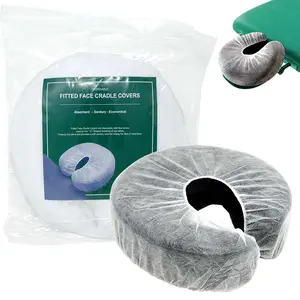 100-Pack Disposable Fitted Face Cradle Covers, Soft Massage Face Rest Headrest Covers for Massage Tables & Chairs, Universal Size Beauty Salon SPA