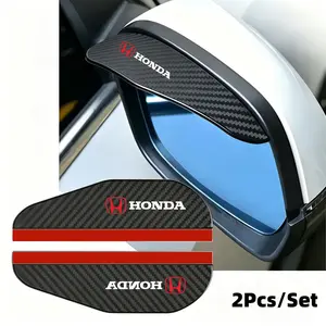 2 Pcs Car Rearview Mirror Rain Guards, Carbon Fiber Texture Backing Board, Compatible with Honda Models, Automotive Accessories