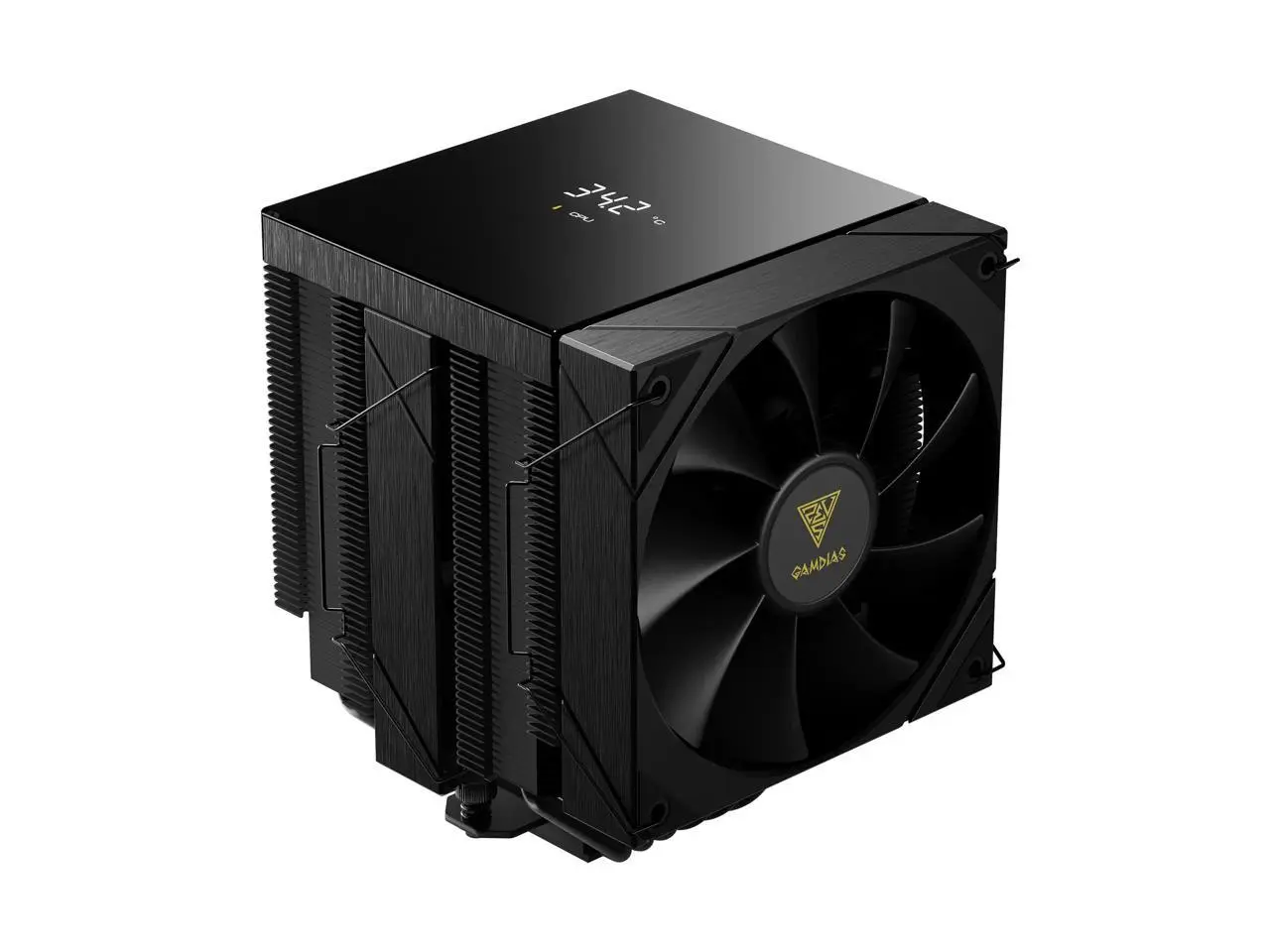 GAMDIAS BOREAS P2-62D AMD/Intel CPU Air Cooler,6 performance Copper Heat Pipes,Dual fans,CPU Temp &Fan RPM display Black