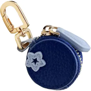 Cute Blueberry Leather Bag Charm Keychain, Mini Coin Purse for Women Girls - Blue Berry Shaped PU Leather Zipper Pouch for Backpack, Handbag, Holder Accessory