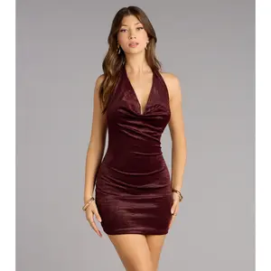 Velvet Hour Halter Mini Dress